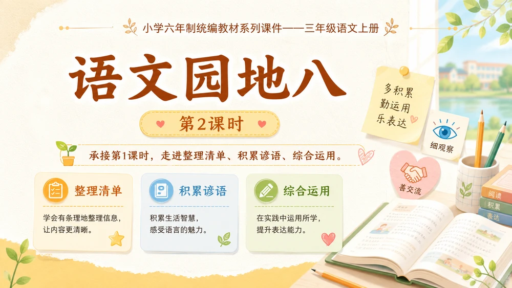 小学六年制统编教材系列课件——三年级语文上册：语文园地八（2）