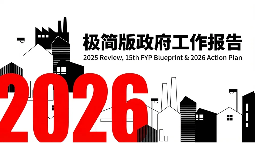 红黑夸张手绘线条政府工作报告PPT
