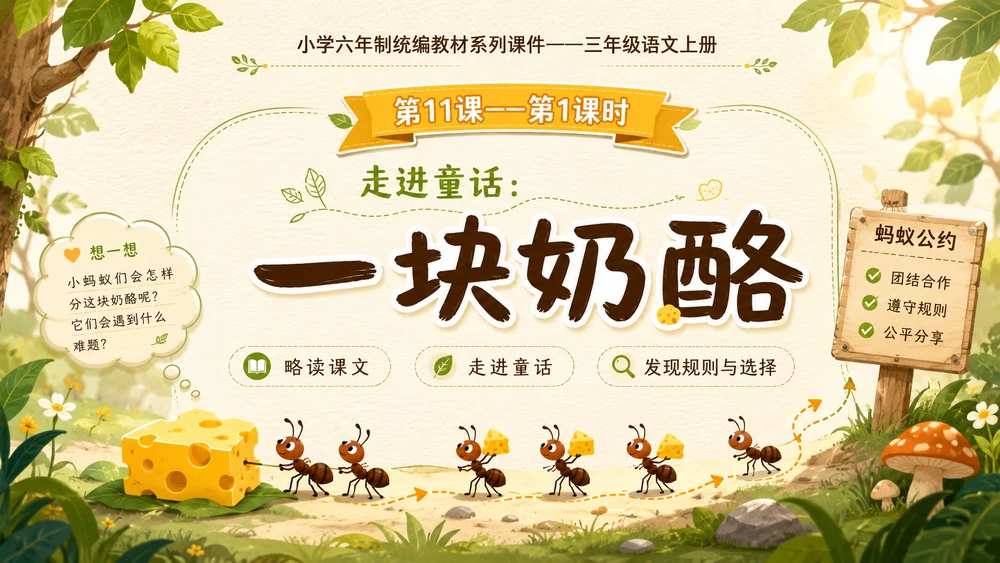 小学六年制统编教材系列课件——三年级语文上册第11课（1）：一块奶酪