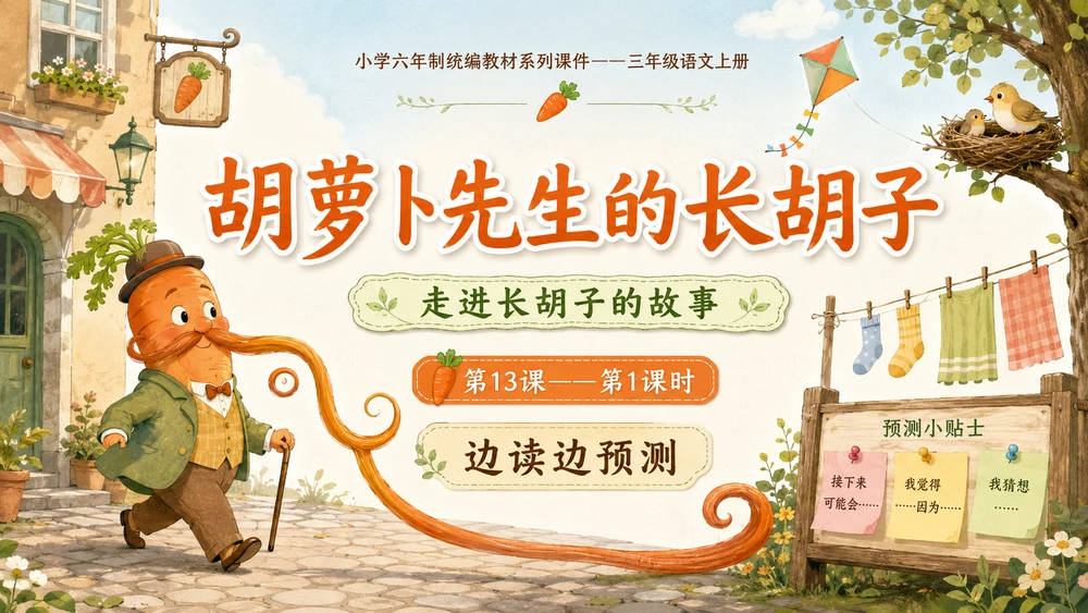 小学六年制统编教材系列课件——三年级语文上册第13课（1）：胡萝卜先生的长胡子