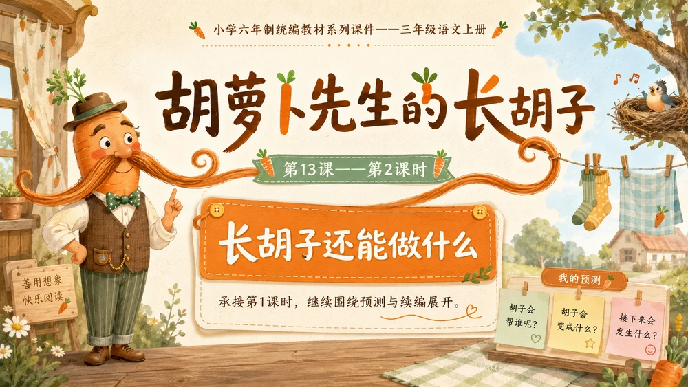 小学六年制统编教材系列课件——三年级语文上册第13课（2）：胡萝卜先生的长胡子