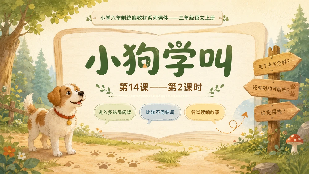 小学六年制统编教材系列课件——三年级语文上册第14课（2）：小狗学叫