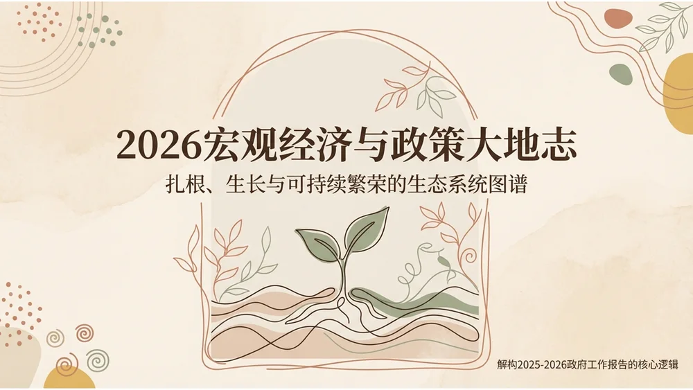 手绘柔和波西米亚风格政府工作报告PPT