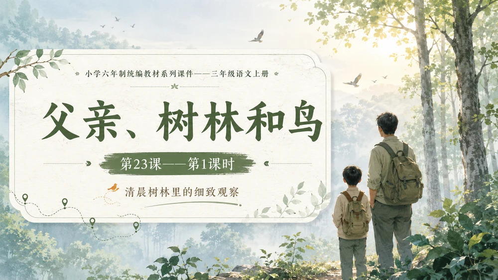 小学六年制统编教材系列课件——三年级语文上册第23课（1）：父亲、树林和鸟