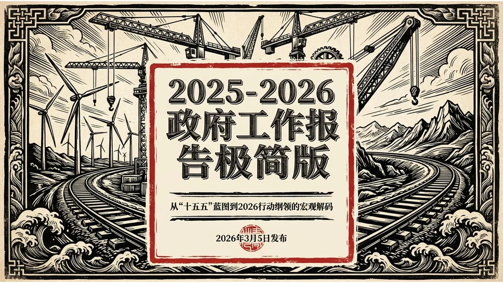 红黑木刻画手绘风格政府工作报告PPT