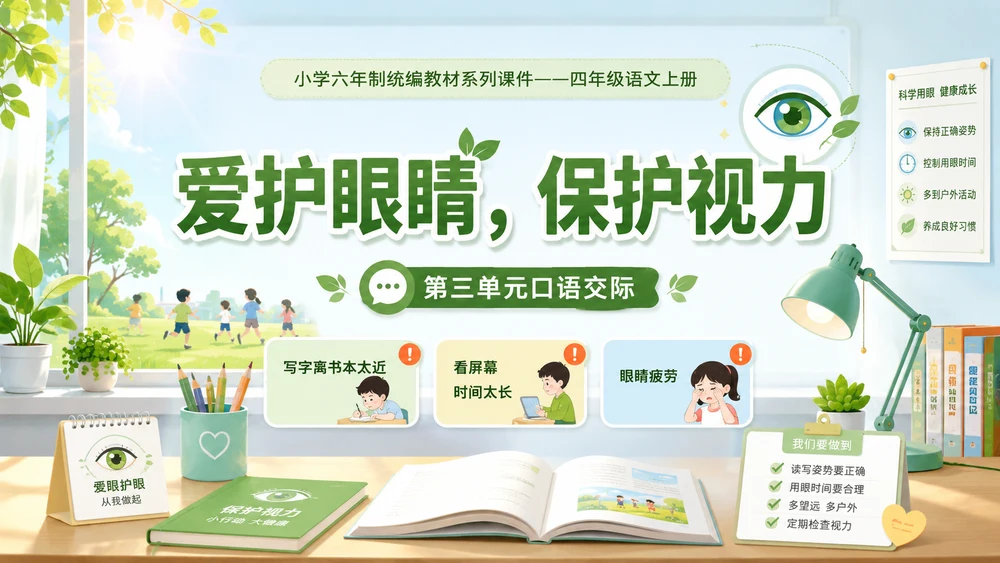 小学六年制统编教材系列课件——四年级语文上册爱护眼睛，保护视力