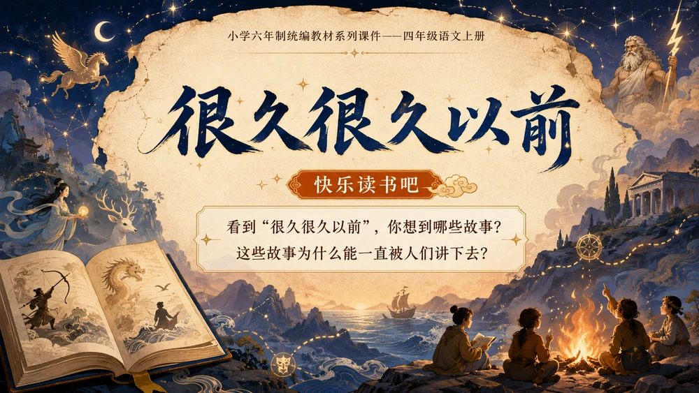 小学六年制统编教材系列课件——四年级语文上册：很久很久以前