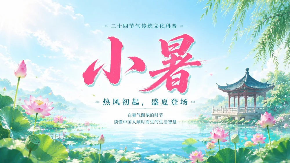 《小暑：热风初起，盛夏登场》二十四节气传统文化科普PPT课件