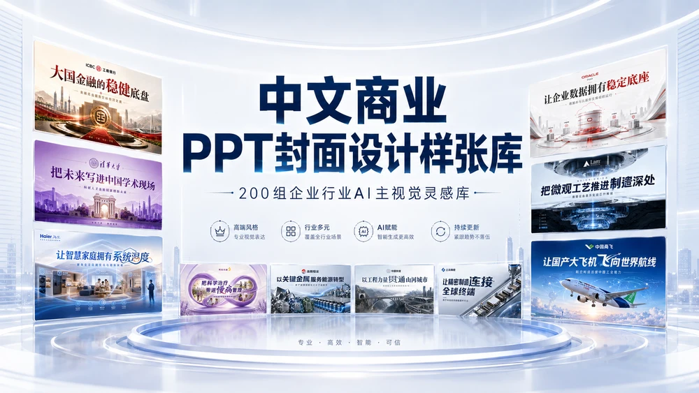 中文商业PPT封面设计样张库｜200组企业行业AI主视觉灵感库