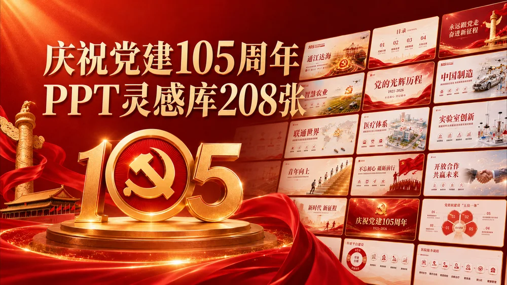 庆祝“七一”党建105周年PPT灵感库208张