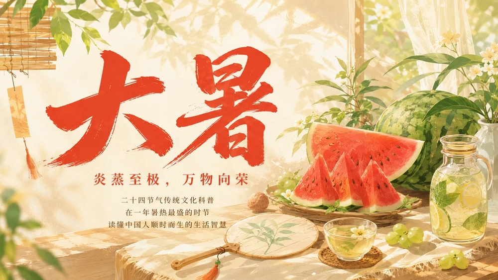 《大暑：炎蒸至极，万物向荣》二十四节气传统文化科普PPT课件