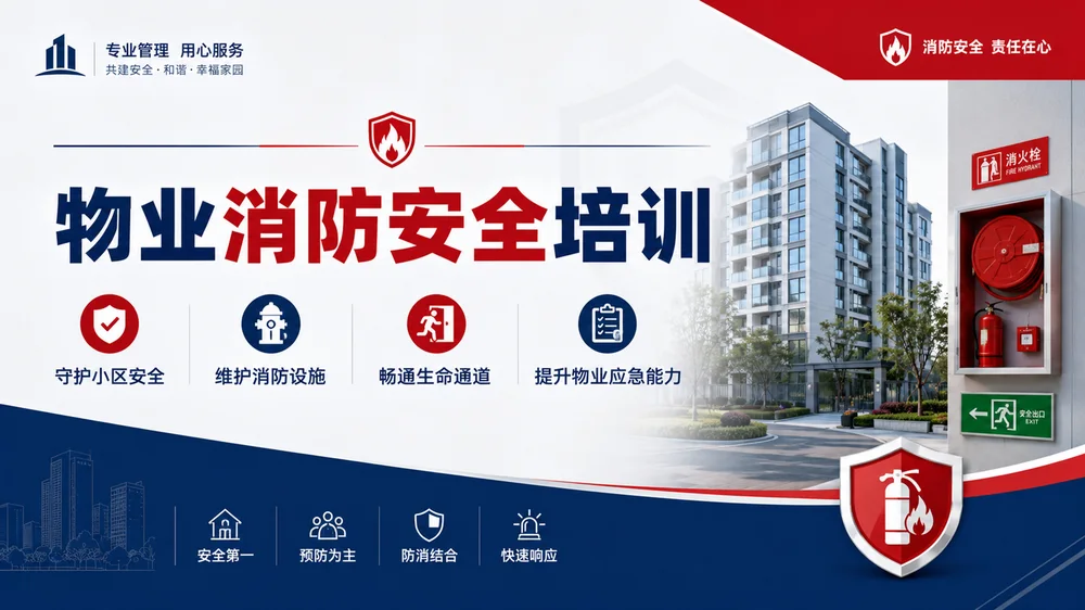 物业消防安全培训PPT课件｜小区物业消防管理｜物业员工安全教育模板