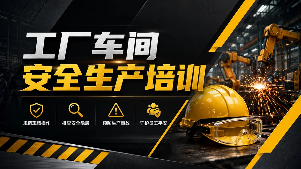 工厂车间安全生产培训PPT课件｜车间员工安全教育｜生产现场规范操作模板