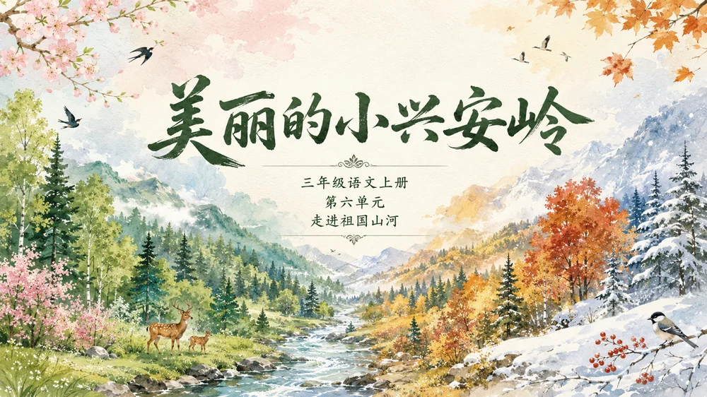 部编版小学语文三年级上册《美丽的小兴安岭》PPT课件｜四季森林自然风光公开课模板