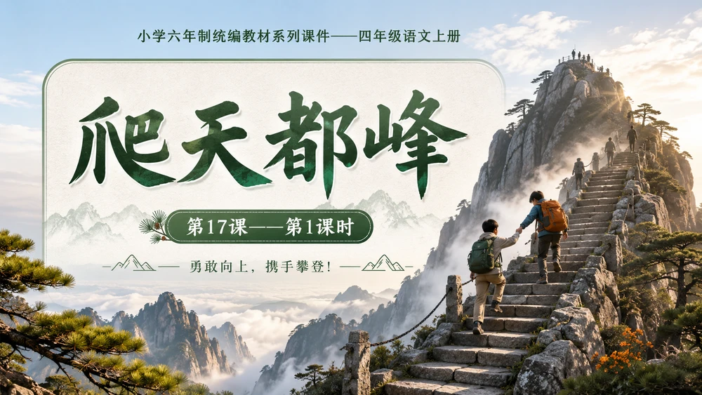 小学六年制统编教材系列课件——四年级语文上册第17课（1）：爬天都峰