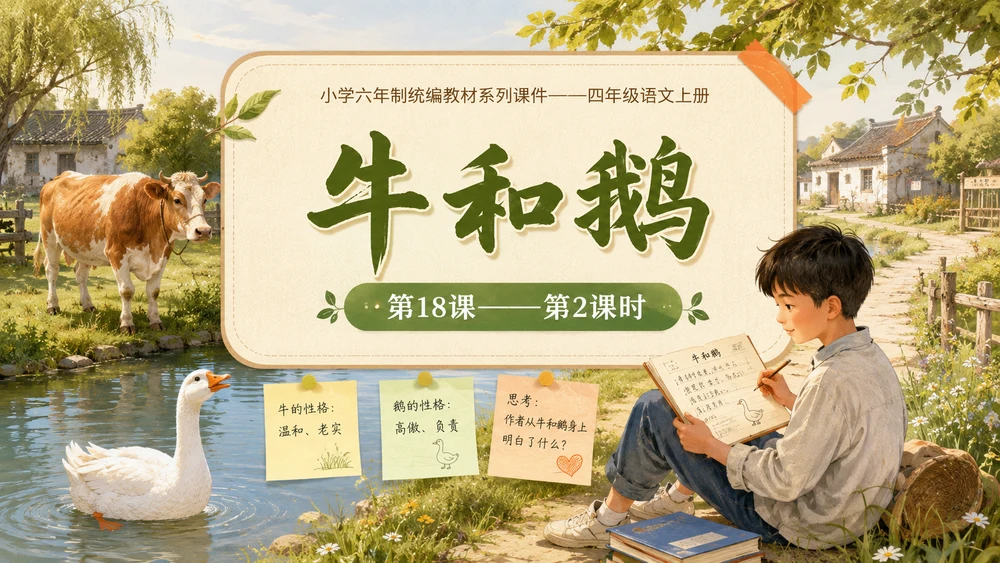 小学六年制统编教材系列课件——四年级语文上册第18课（2）：牛和鹅