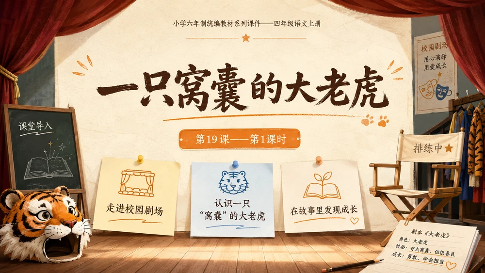 小学六年制统编教材系列课件——四年级语文上册第19课（1）：一只窝囊的大老虎