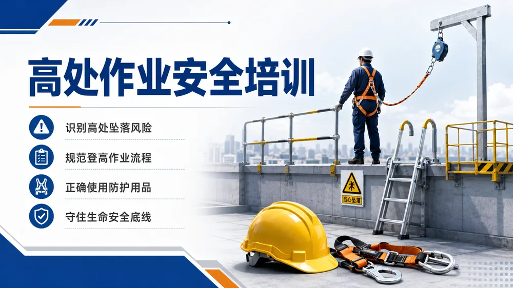 高处作业安全培训PPT课件｜防坠落安全教育｜施工维修作业规范模板