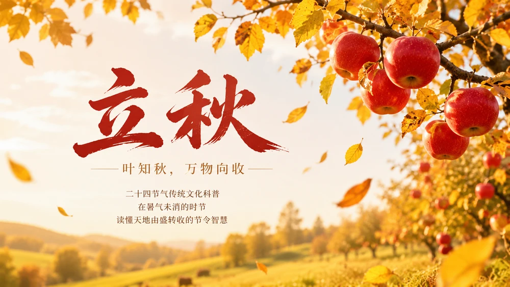 《立秋：一叶知秋，万物向收》二十四节气传统文化科普PPT课件