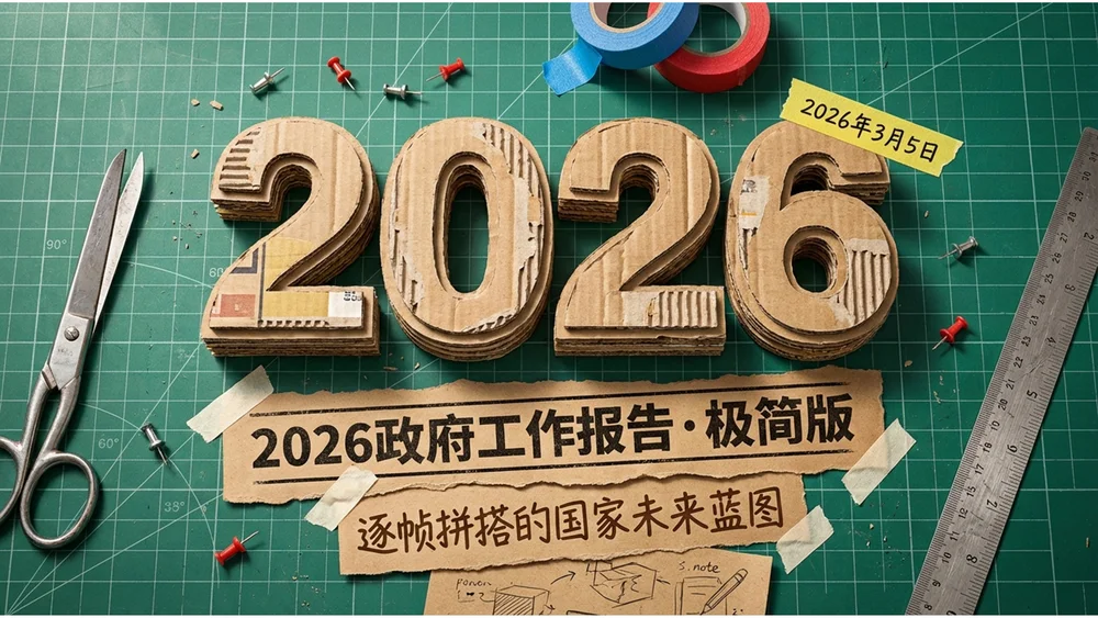 纸箱剪贴画定格动画风格政府工作报告PPT