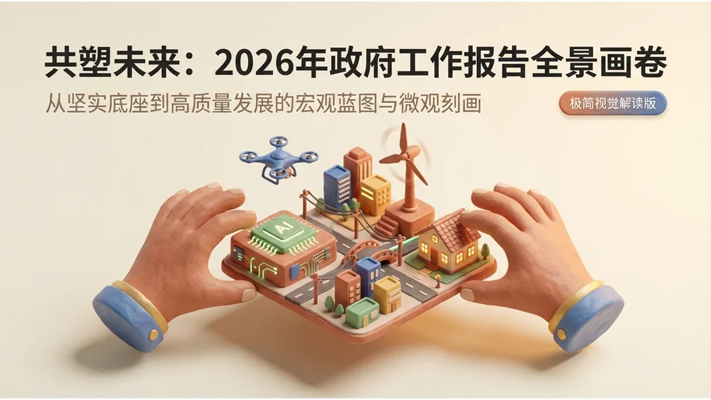 3D黏土动画风格政府工作报告PPT