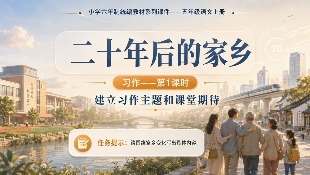 小学六年制统编教材系列课件——五年级语文上册：习作：二十年后的家乡（1）