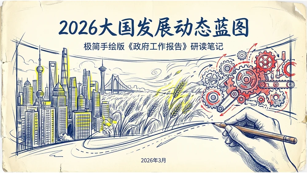 铅笔手绘动画风格政府工作报告PPT