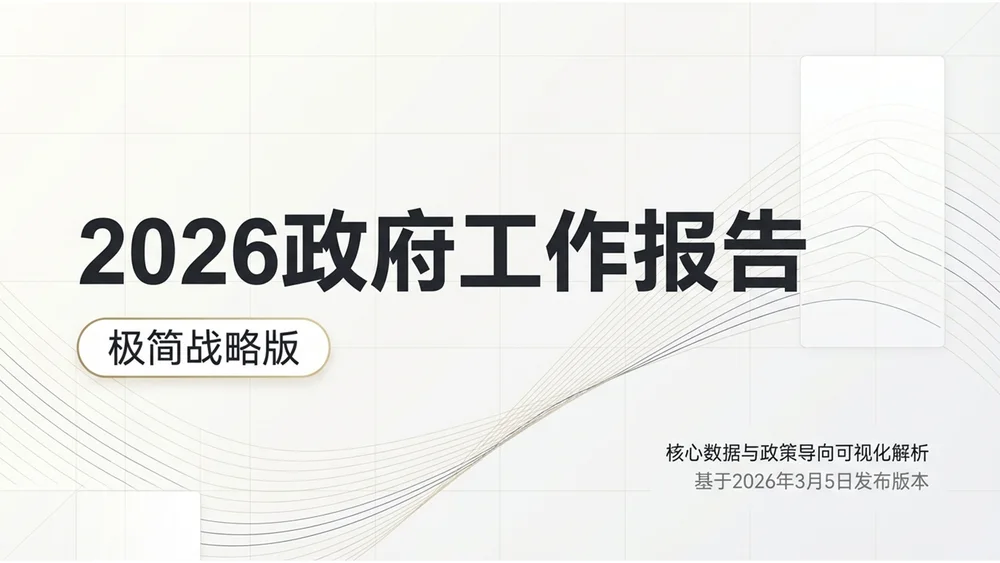 超简约简洁背景风格化政府工作报告PPT