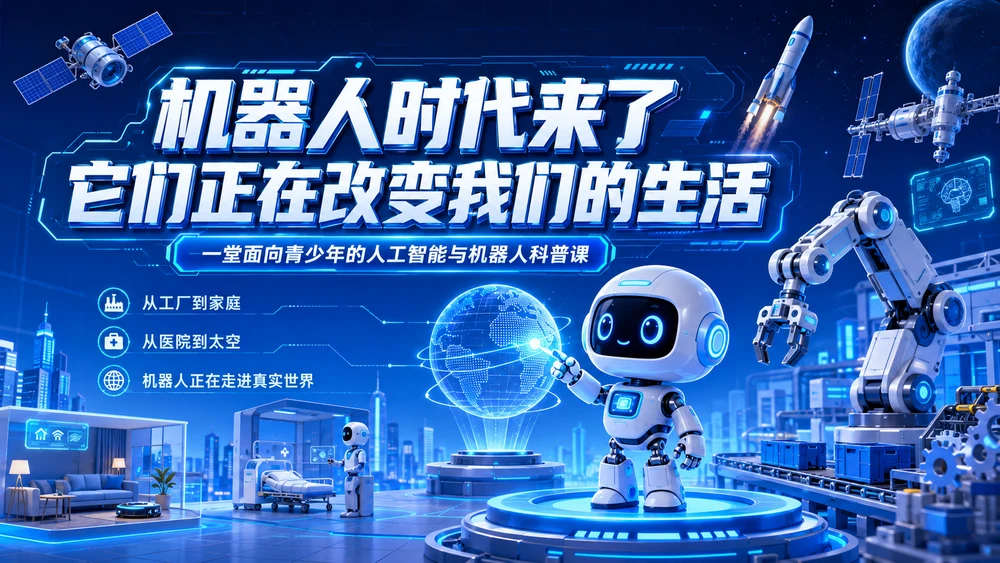 《机器人时代来了：它们正在改变我们的生活》青少年人工智能与机器人科普PPT课件