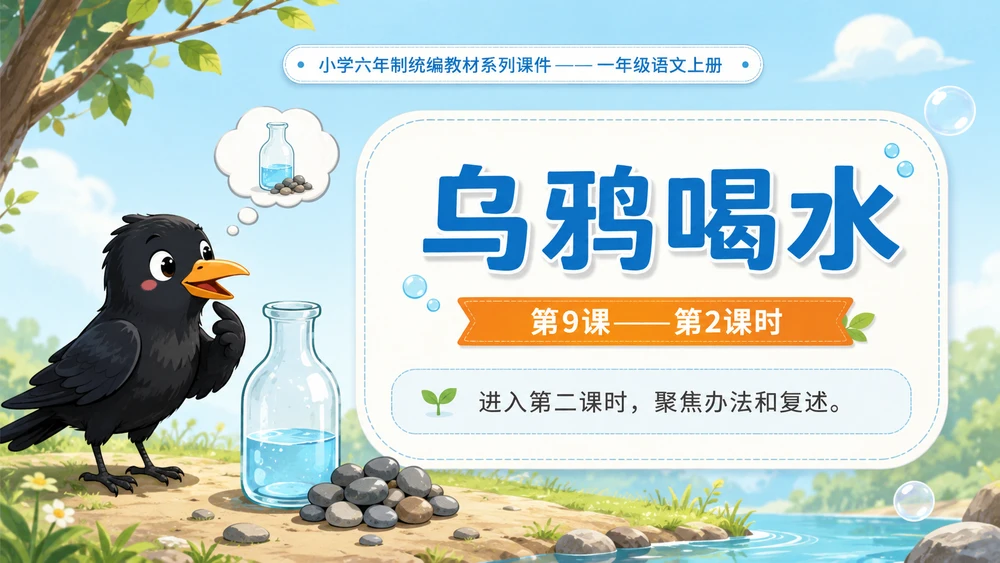 小学六年制统编教材系列课件——一年级语文上册第9课（2）：乌鸦喝水