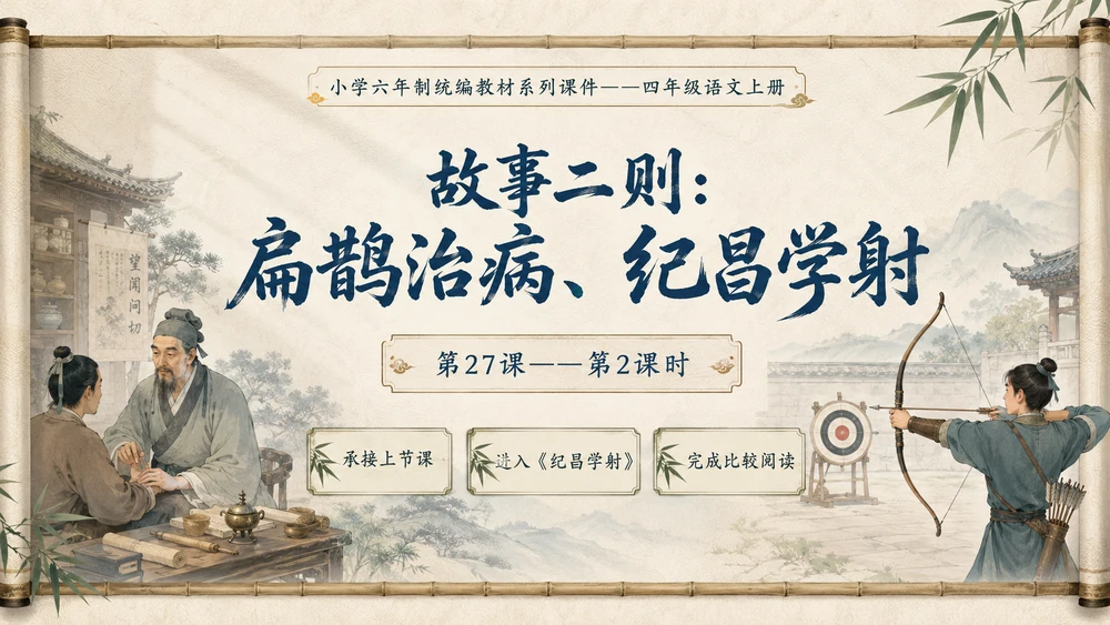 小学六年制统编教材系列课件——四年级语文上册第27课（2）：故事二则：扁鹊治病、纪昌学射