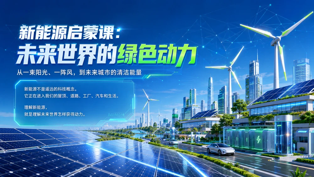 新能源启蒙课《未来世界的绿色动力》青少年科学科普PPT课件