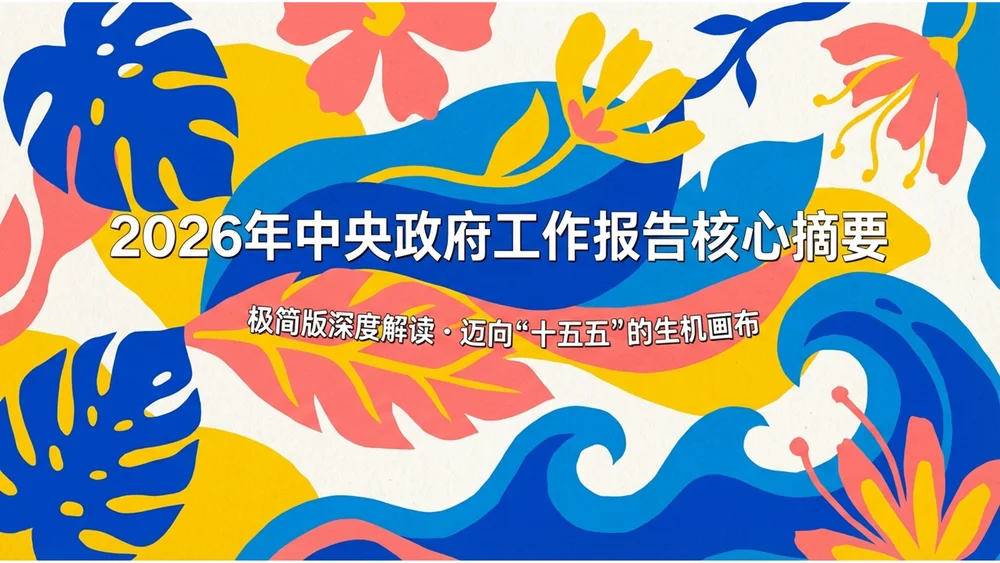 五彩斑斓马蒂斯风格政府工作报告PPT