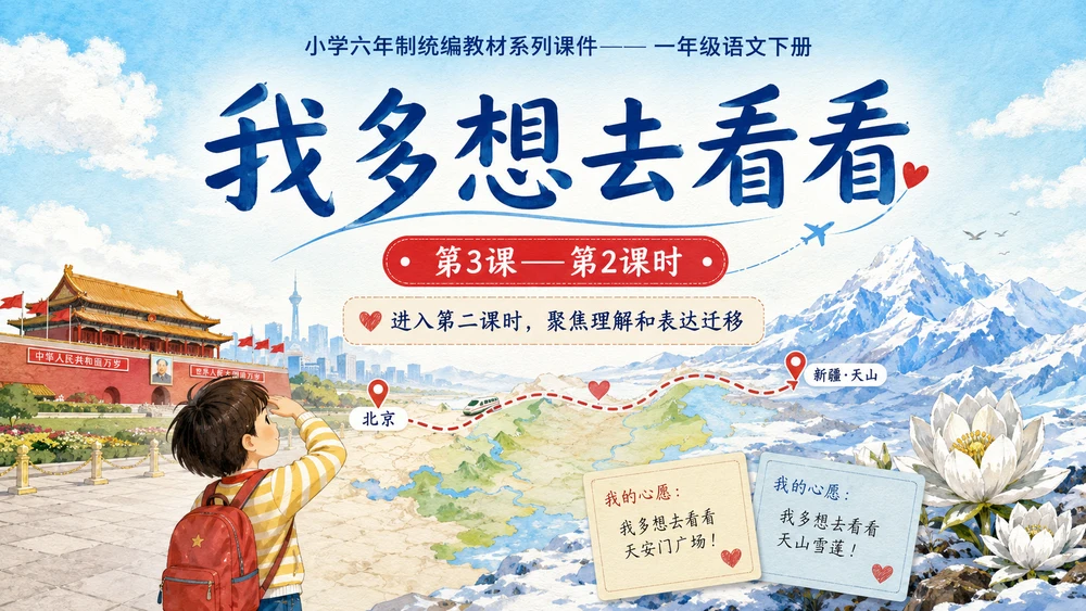 小学六年制统编教材系列课件——一年级语文下册第3课（2）：我多想去看看