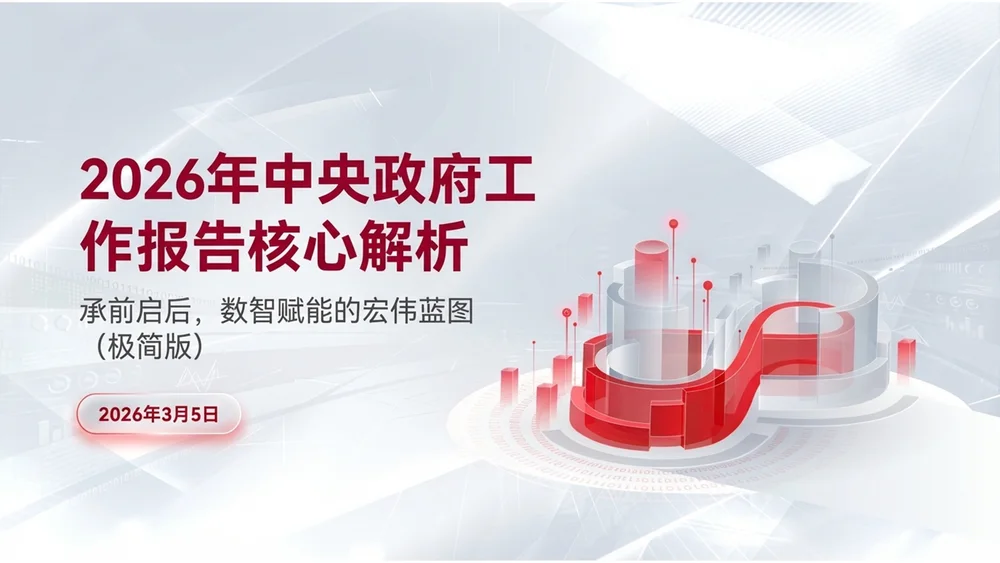红色C4D玻璃质感政府工作报告PPT