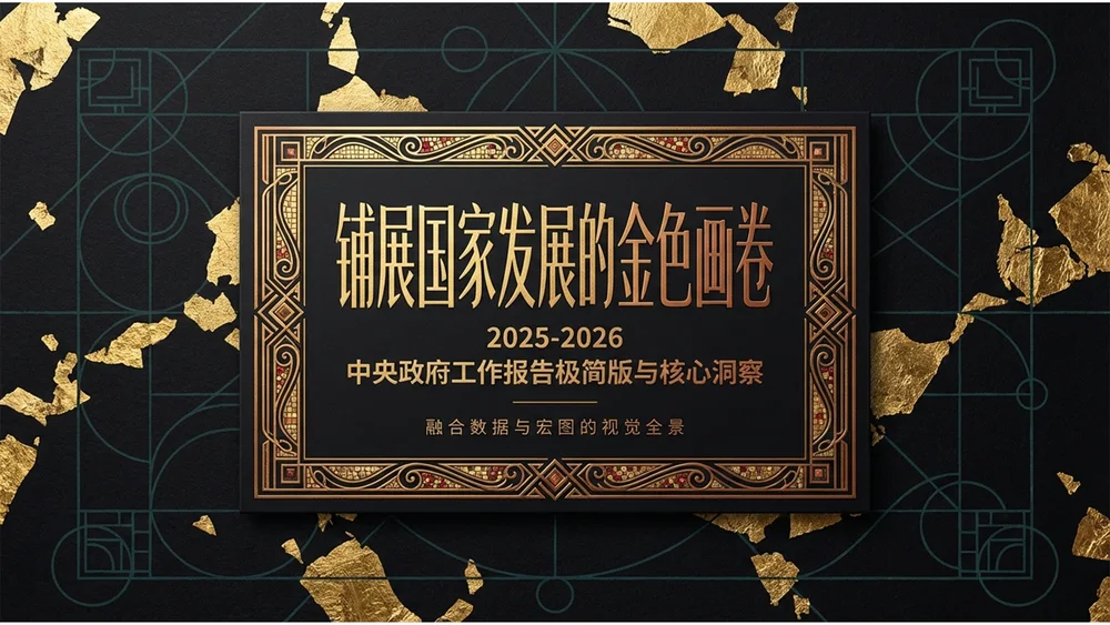 金色马赛克瓷砖克里姆特风格政府工作报告PPT