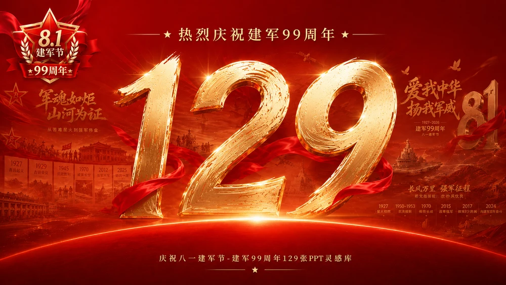 庆祝八一建军节-建军99周年129张PPT灵感库