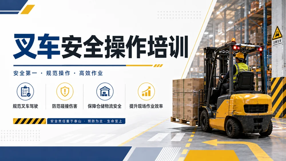 叉车安全操作培训PPT课件｜仓储物流车辆安全｜厂区叉车作业规范模板