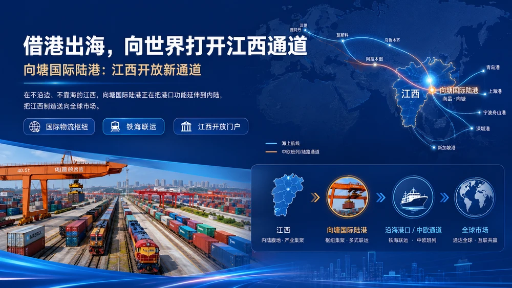 借港出海，向世界打开江西通道｜招商推介型 + 城市开放平台介绍型 + 项目价值展示型PPT
