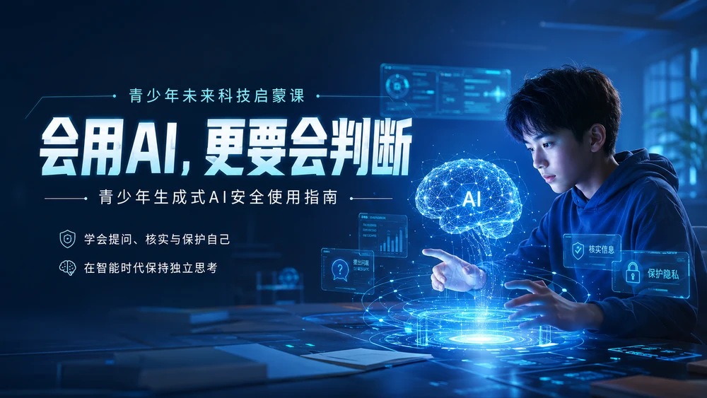 青少年未来科技启蒙课件：会用AI，更要会判断PPT——青少年生成式AI素养与安全实践课