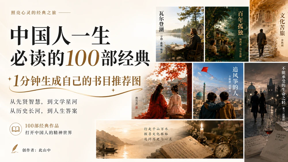 一分钟生成自己的书目推荐图-中国人经典阅读100本书