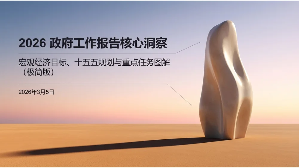 圆滑石头雕塑伊夫·唐吉风格政府工作报告PPT