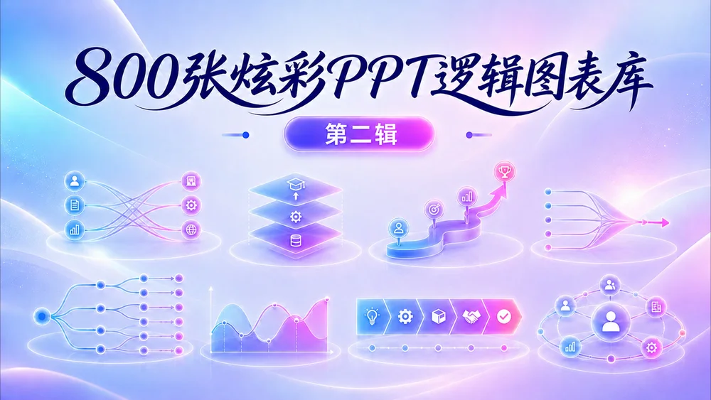 800张炫彩3D逻辑PPT图表库（第二辑199张）