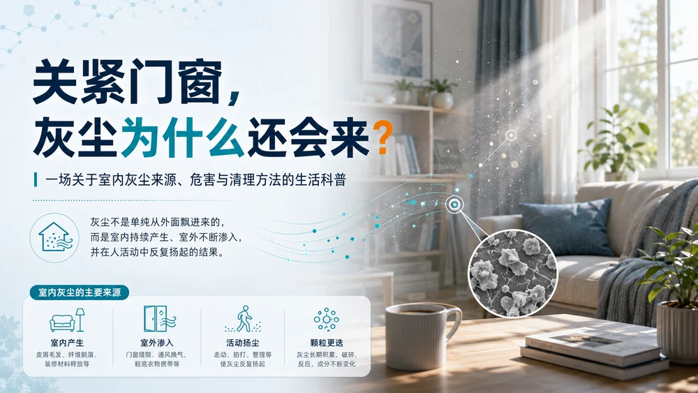 关紧门窗，灰尘为什么还会来？｜科普知识传播型PPT / 生活健康科普PPT