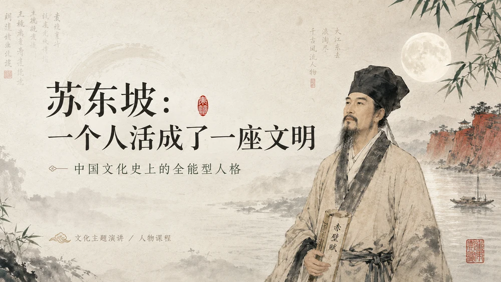 苏东坡：一个人活成了一座文明｜文化主题演讲型PPT