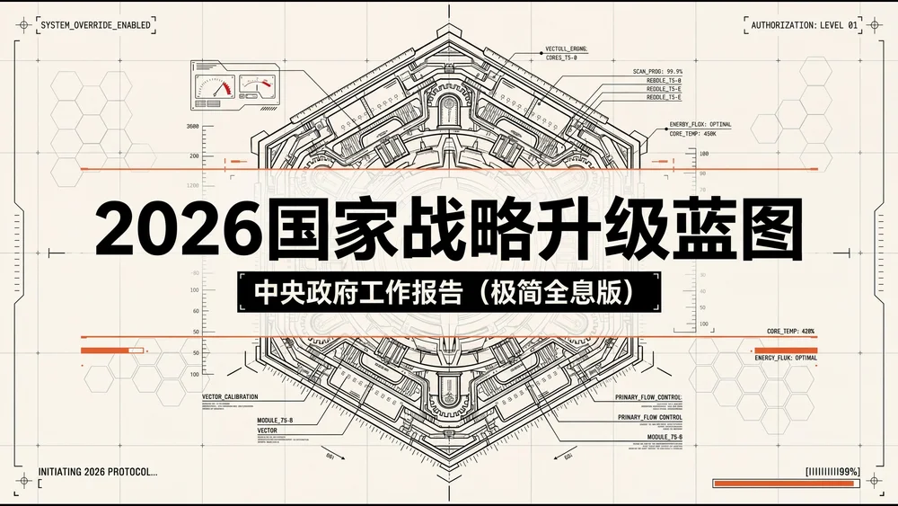 简约线条科幻动漫风格政府工作报告PPT