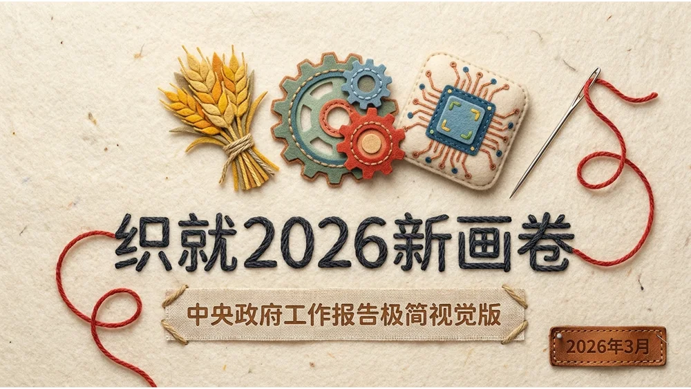 创意羊毛毡风格政府工作报告PPT