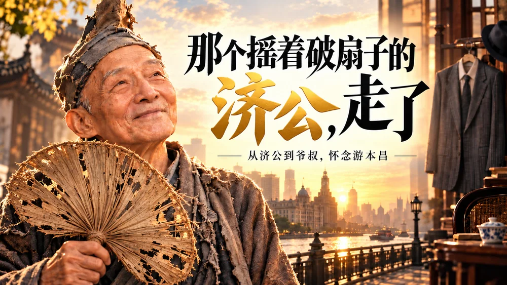 纪念游本昌_从济公到爷叔_30页海报版PPT