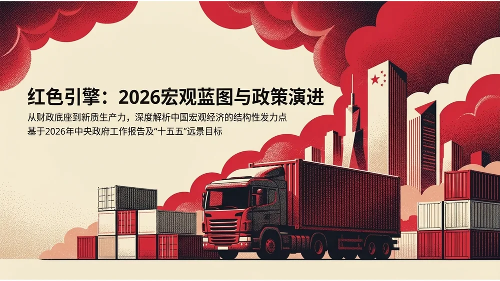 红色复古报纸商业插画政府工作报告PPT