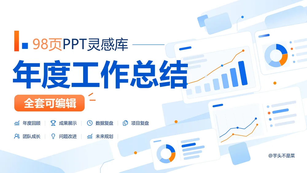 年度工作总结PPT灵感库｜98页可编辑模板